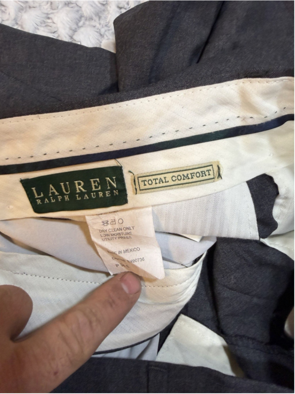 Lauren Ralph Lauren Total Comfort Gray Pleated Wool Twill Dress Pants 34" - Picture 5 of 9